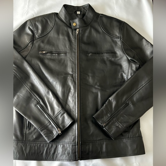 NWOT WOMENS BlACK BIKER LEATHER SHEEPSKIN ZIPPERED RIDING JACKET SZ L - Picture 5 of 16